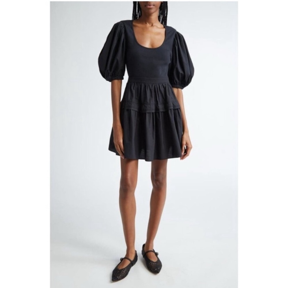 Tilda Black Puff-Sleeve Mini Dress